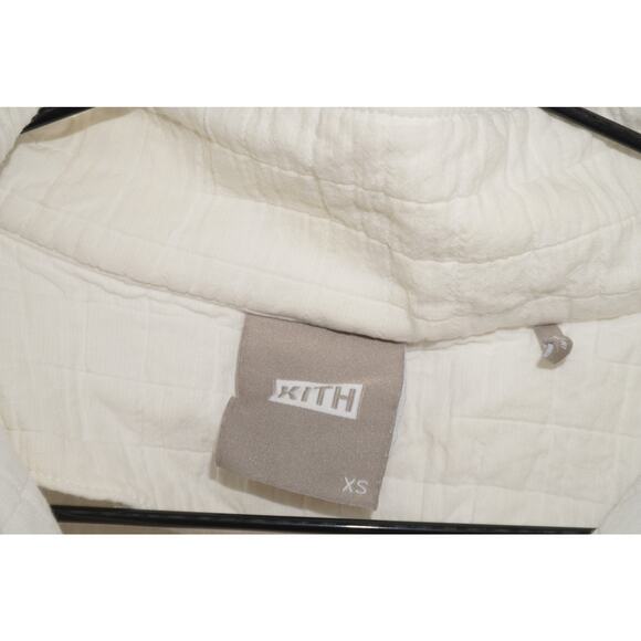 Kith Women’s Quilted Half Zip Pullover XS White Cotton Drawstring Hem Minimalist - Picture 8 of 8